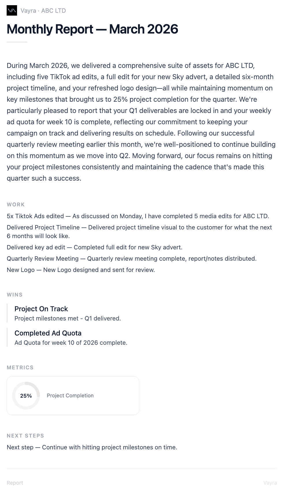 Minimal report style preview
